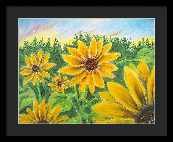 Sunflower on Rainbows - Framed Print