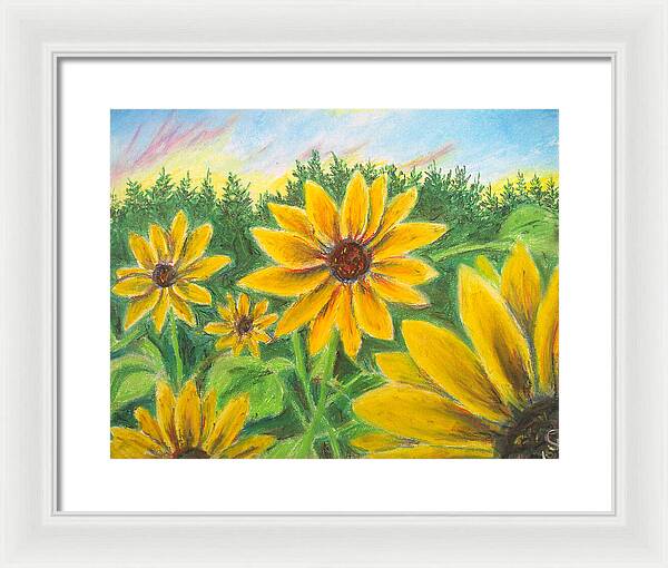 Sunflower on Rainbows - Framed Print