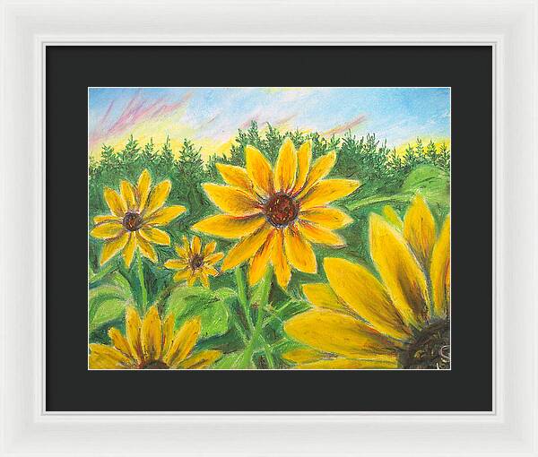 Sunflower on Rainbows - Framed Print