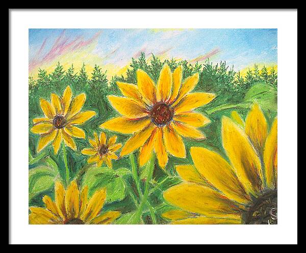 Sunflower on Rainbows - Framed Print