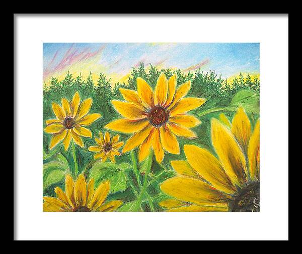 Sunflower on Rainbows - Framed Print