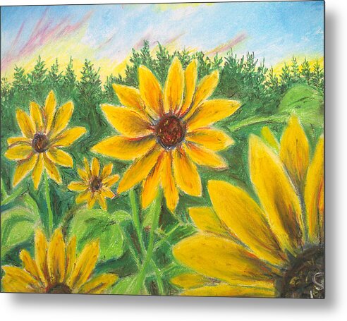 Sunflower on Rainbows - Metal Print