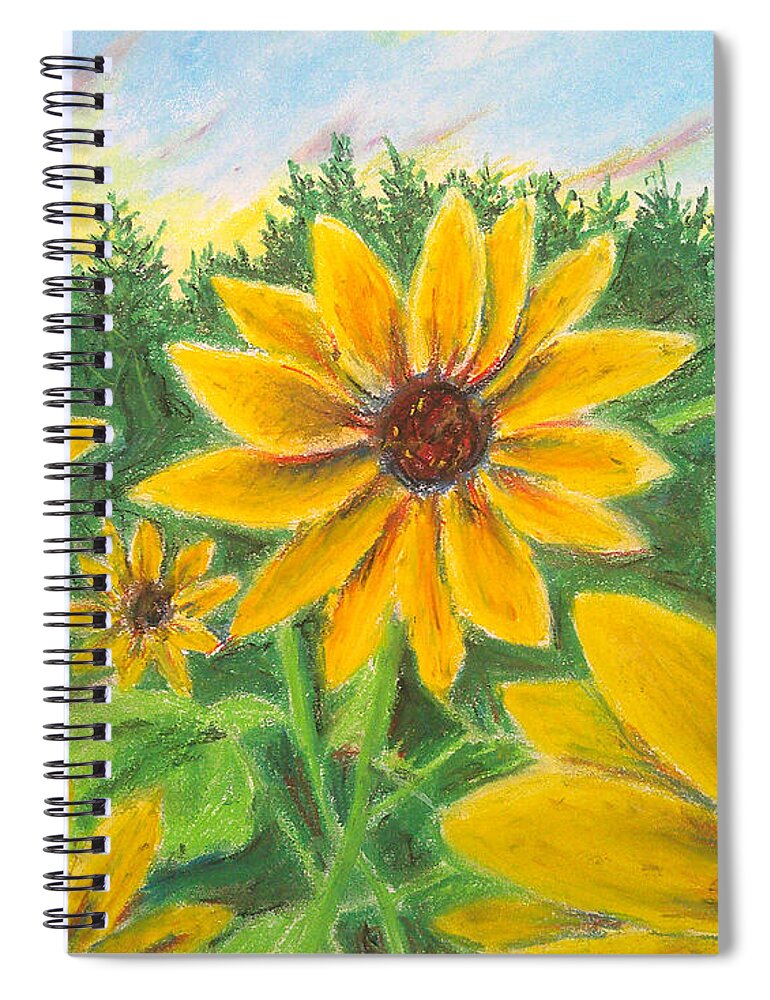 Sunflower on Rainbows - Spiral Notebook