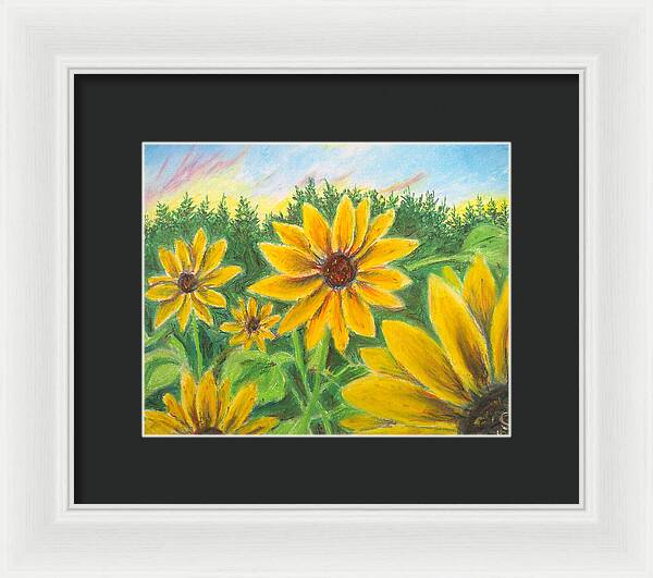 Sunflower on Rainbows - Framed Print