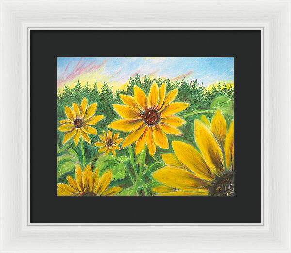 Sunflower on Rainbows - Framed Print