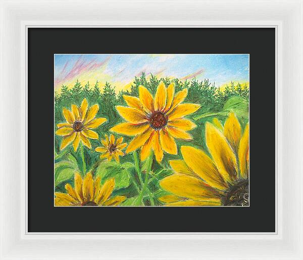 Sunflower on Rainbows - Framed Print