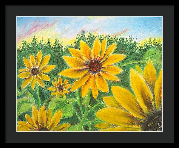 Sunflower on Rainbows - Framed Print