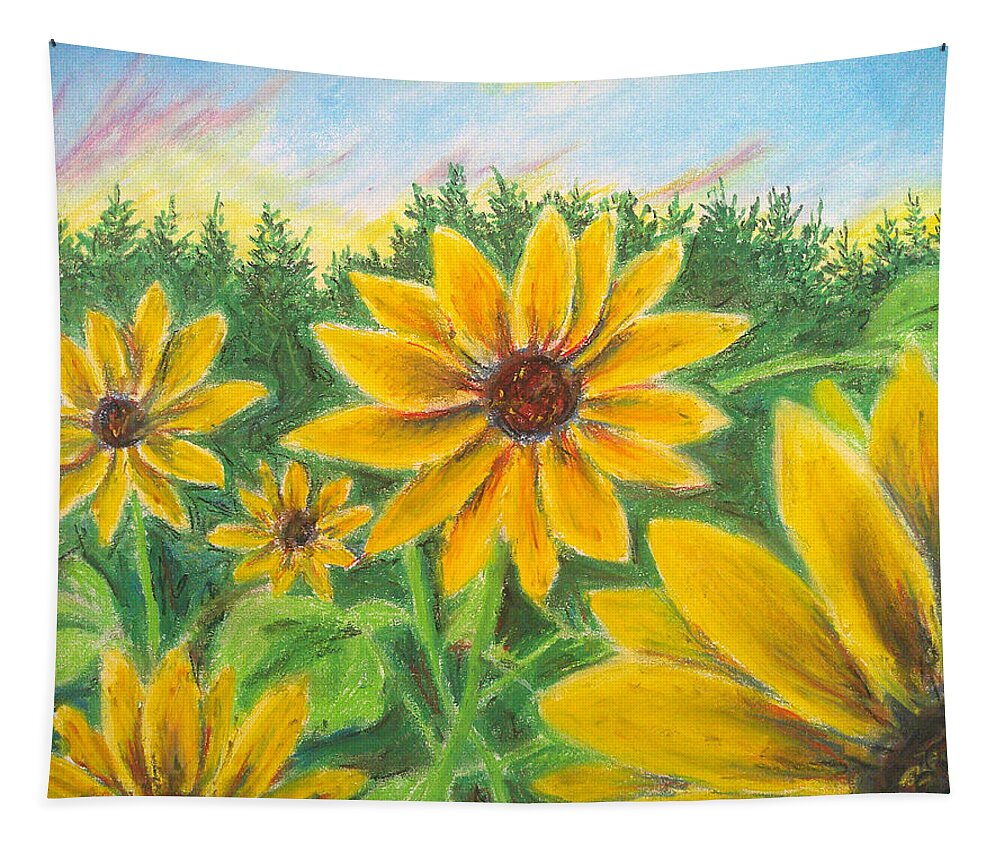 Sunflower on Rainbows - Tapestry