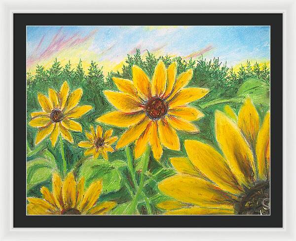 Sunflower on Rainbows - Framed Print