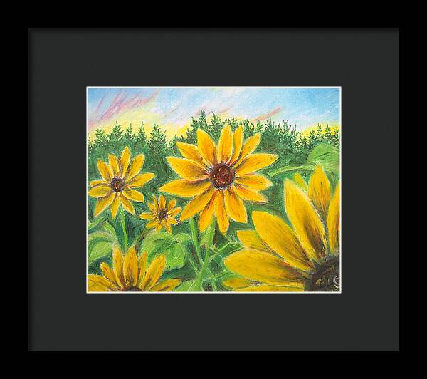 Sunflower on Rainbows - Framed Print