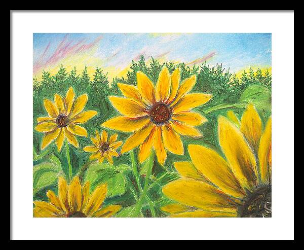 Sunflower on Rainbows - Framed Print