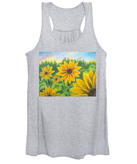 Sunflower on Rainbows - Women's Tank Top