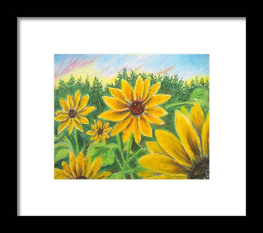 Sunflower on Rainbows - Framed Print