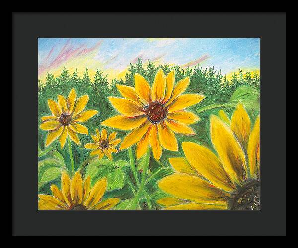 Sunflower on Rainbows - Framed Print