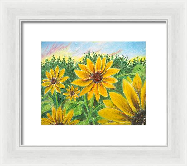 Sunflower on Rainbows - Framed Print