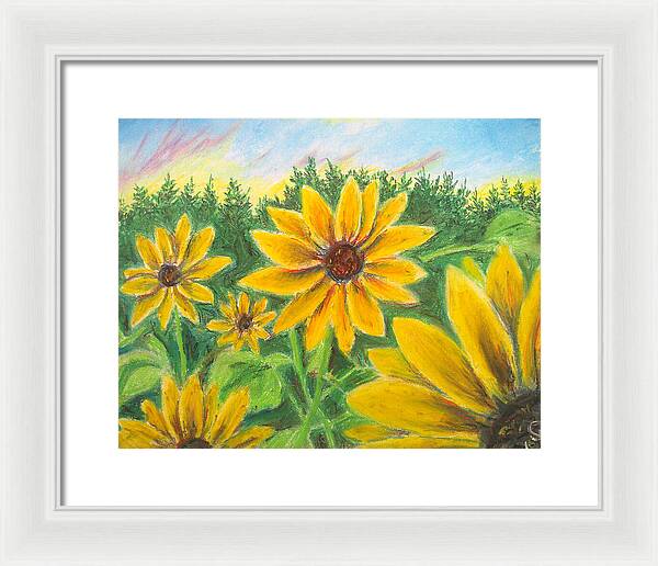 Sunflower on Rainbows - Framed Print