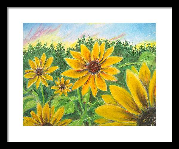 Sunflower on Rainbows - Framed Print