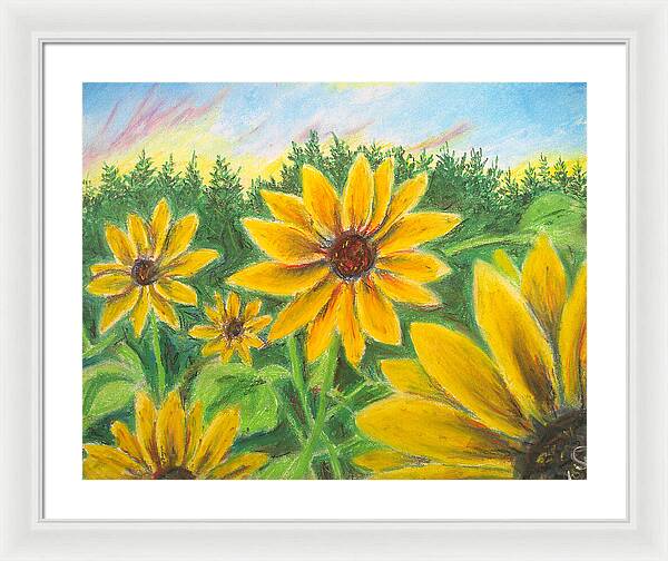 Sunflower on Rainbows - Framed Print