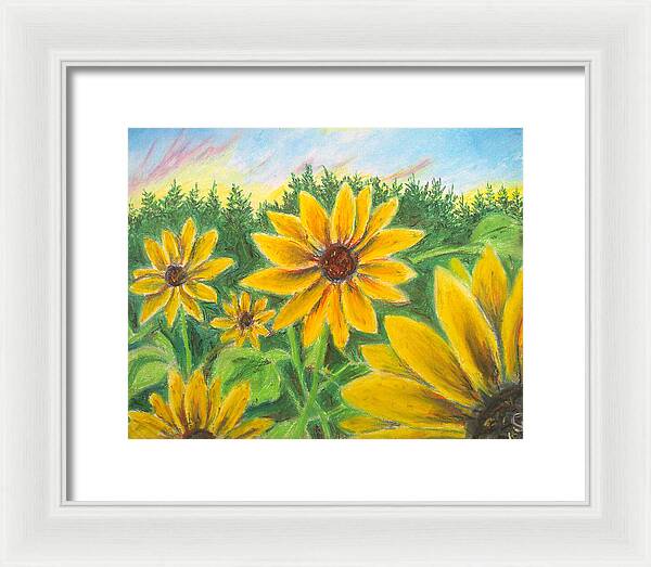 Sunflower on Rainbows - Framed Print