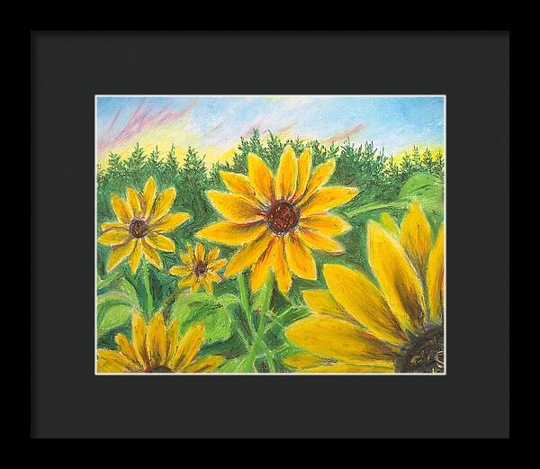 Sunflower on Rainbows - Framed Print