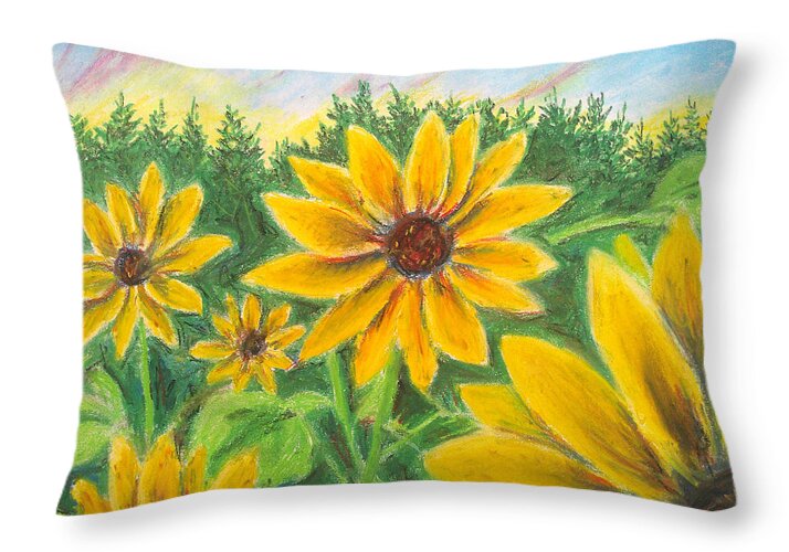 Sunflower on Rainbows - Throw Pillow