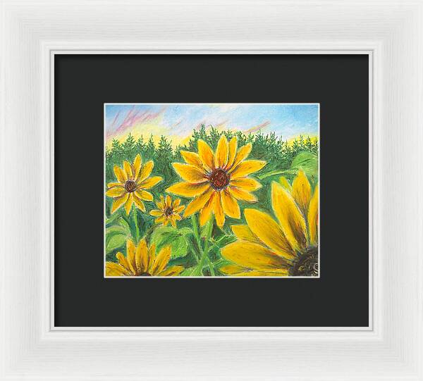 Sunflower on Rainbows - Framed Print