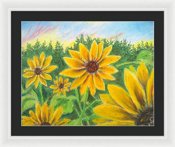 Sunflower on Rainbows - Framed Print