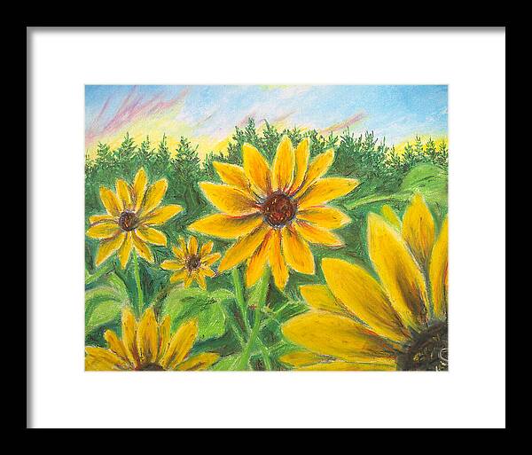 Sunflower on Rainbows - Framed Print