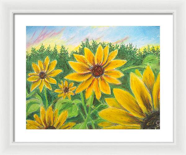 Sunflower on Rainbows - Framed Print