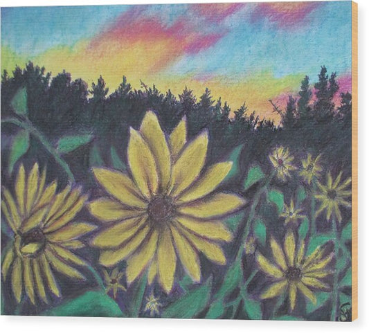 Sunflower Sunset - Wood Print