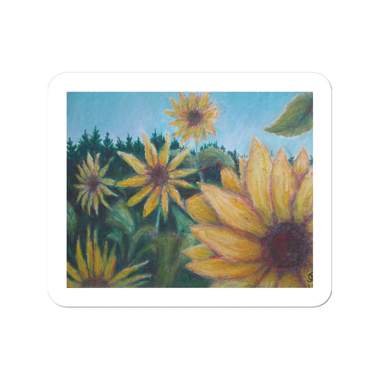 Poet and her Soul Speaking Paintings ~ prints, originals and more  Sunflowers dancing In the light prancing Swaying to reach the view A sunny day for flowers too  Original Artwork and Poetry of Artist Jen Shearer  This is a original painting printed on product.