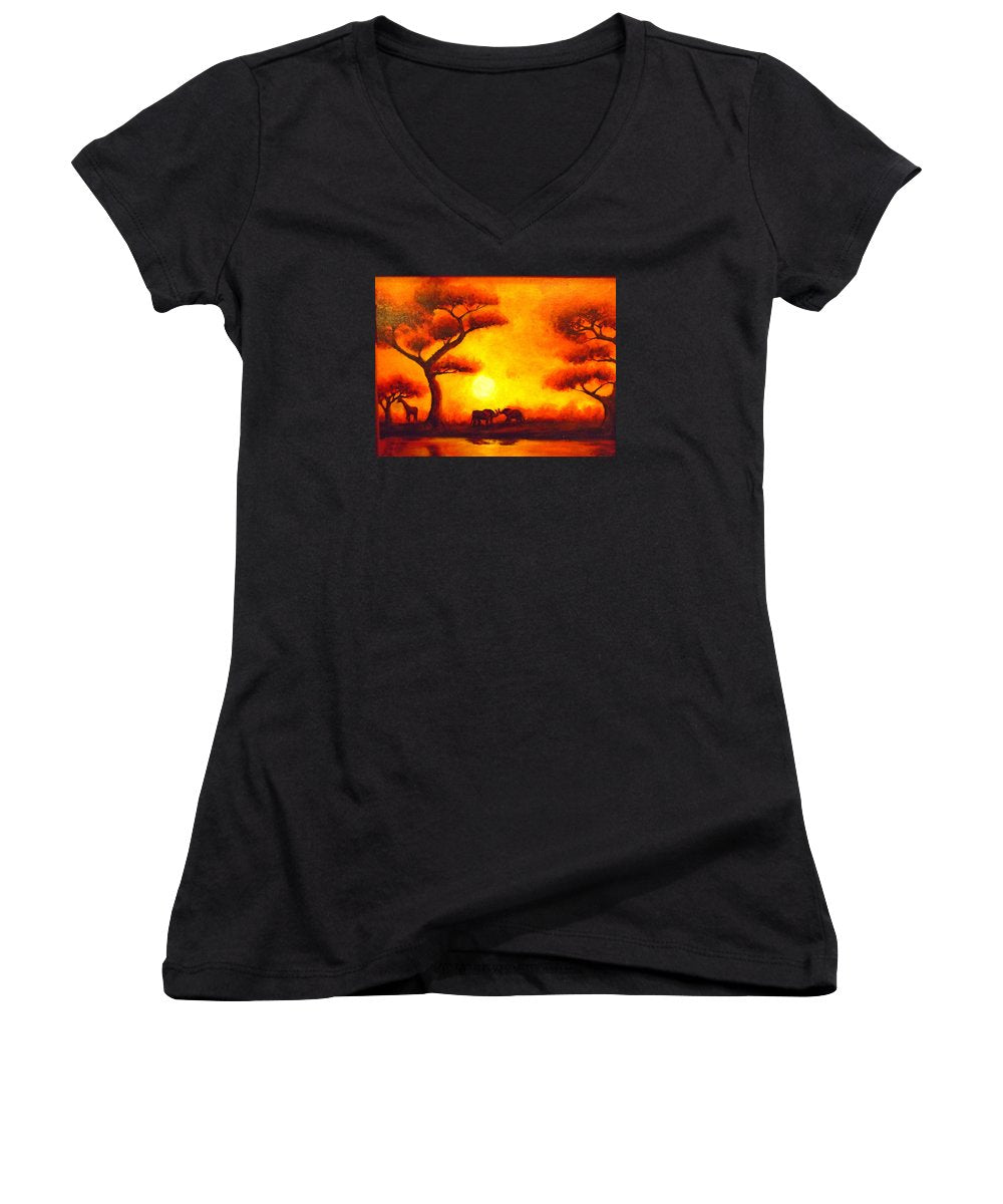 African Sunset  - Women's V-Neck