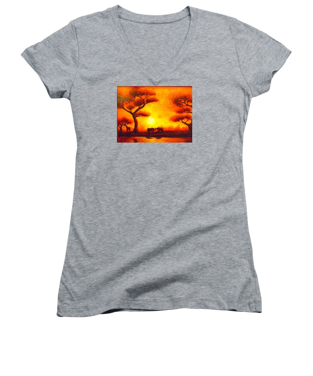 African Sunset  - Women's V-Neck