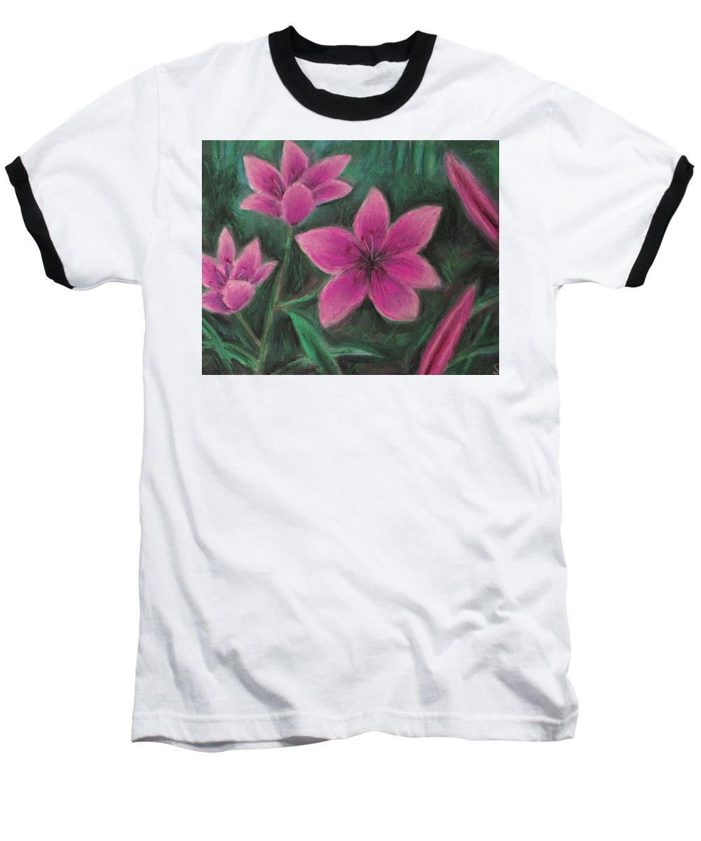 Pink Lilies - Baseball T-Shirt