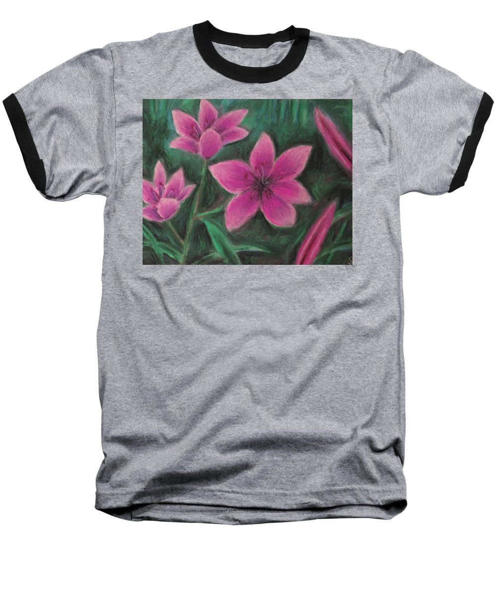 Pink Lilies - Baseball T-Shirt