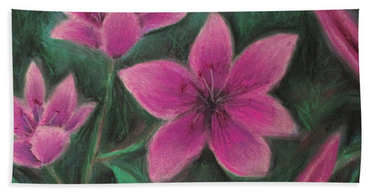 Pink Lilies - Beach Towel