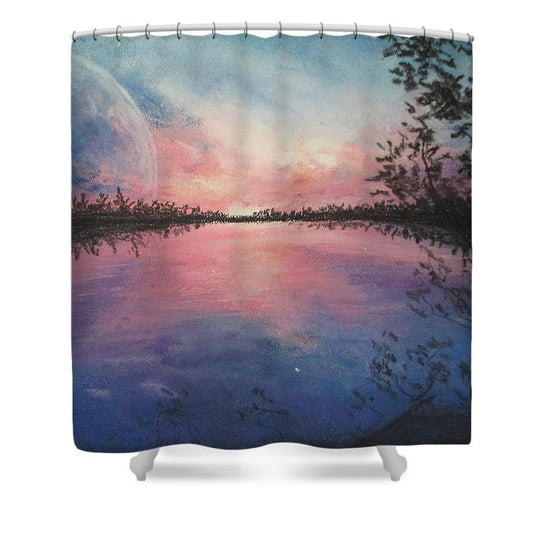 Planet Sunset - Shower Curtain