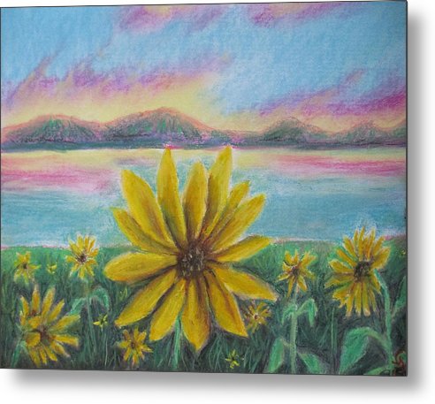 Setting Sunflower - Metal Print