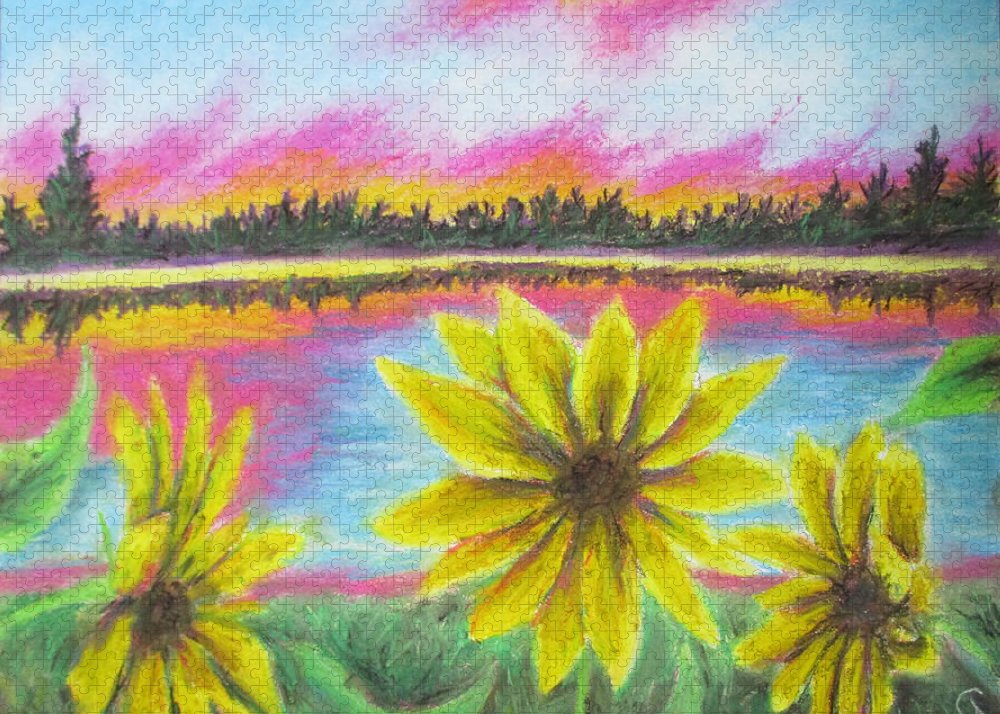 Poet and her Soul Speaking Paintings ~ prints, originals and more  When it is dark and no one is around I think of sunflowers Coming out of the ground It is an obsession Like a beat of a procession A sunflower spiraling motion  Original Artwork and Poetry of Artist Jen Shearer   This is a original painting printed on merchandise.