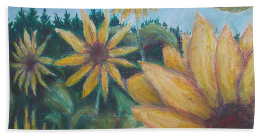 Poet and her Soul Speaking Paintings ~ prints, originals and more  Sunflowers dancing In the light prancing Swaying to reach the view A sunny day for flowers too  Original Artwork and Poetry of Artist Jen Shearer  This is a original painting printed on product.